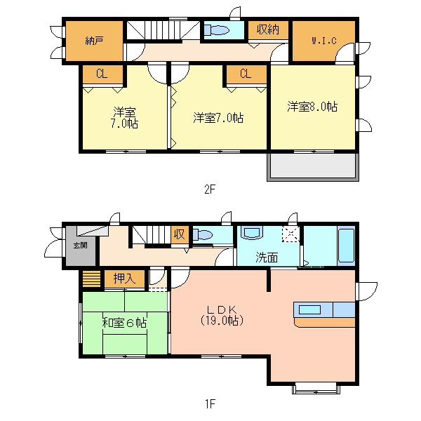 Floor plan. 26,800,000 yen, 4LDK + S (storeroom), Land area 185.18 sq m , Building area 127.51 sq m
