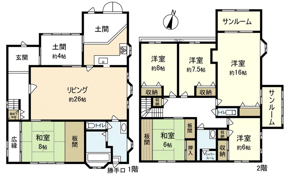 Floor plan. 24,800,000 yen, 6LDK, Land area 327.62 sq m , Building area 216.95 sq m