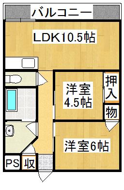 Floor plan. 2LDK, Price 4.5 million yen, Occupied area 52.34 sq m , Balcony area 10 sq m