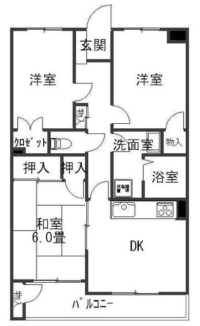 Floor plan. 3DK, Price 9.4 million yen, Occupied area 57.28 sq m