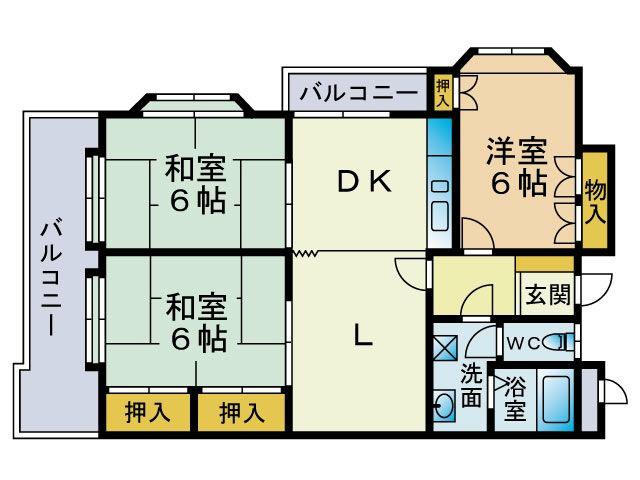Floor plan. 4DK, Price 5 million yen, Footprint 64.1 sq m