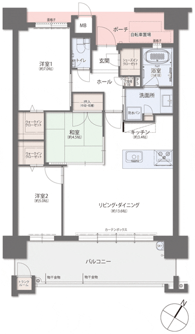 Floor: 3LDK, occupied area: 76.75 sq m, Price: 22.1 million yen ~ 26,800,000 yen
