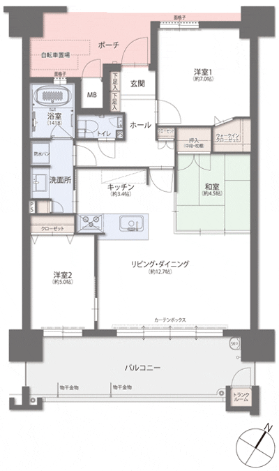 Floor: 3LDK, occupied area: 74.48 sq m, Price: 21.3 million yen ~ 25,900,000 yen