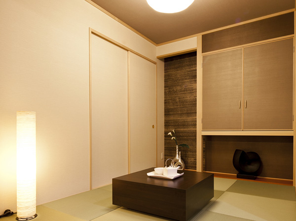 Interior.  [Japanese-style room] Japanese-style, Akehanashi and living ・ It can also be used as a dining and integrated. Full of sense of openness, Easy-to-use spacious space. (Model Room A type ※ Including options (application deadline Yes ・ Paid))