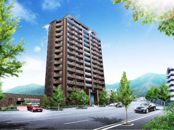 Buildings and facilities. Ogura of symbol, Located on the background of the green rich Adachiyama "Sun Life Kumamoto The ・ Fast ". Start increments in the footsteps of permanent residence to live it becomes pride is full of excitement and peace as a new landmark of 此 of town. (Exterior view)