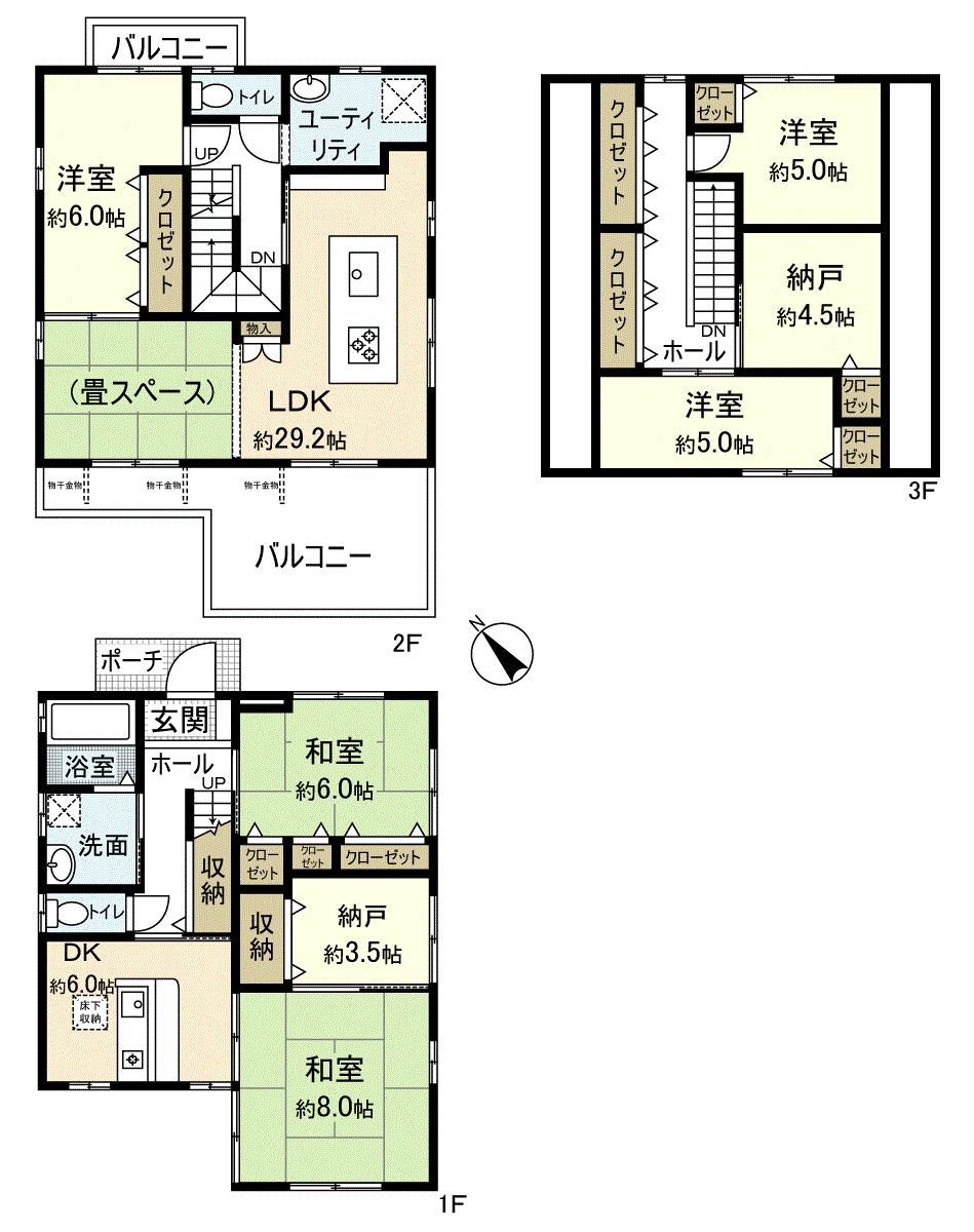Floor plan. 26,800,000 yen, 5LDKK + 2S (storeroom), Land area 142.2 sq m , Building area 154.54 sq m
