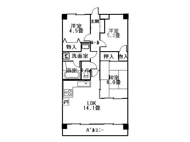 Floor plan. 3LDK, Price 6.8 million yen, Occupied area 65.94 sq m