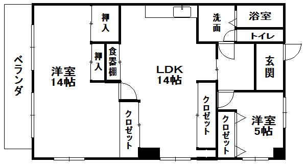 Floor plan. 2LDK, Price 5.5 million yen, Occupied area 76.58 sq m , Balcony area 7 sq m