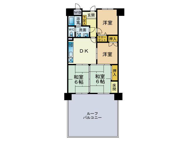 Floor plan. 4DK, Price 6.8 million yen, Occupied area 60.69 sq m