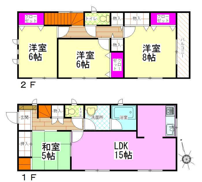 Floor plan. (3 Building), Price 23.8 million yen, 4LDK, Land area 131.78 sq m , Building area 97.2 sq m