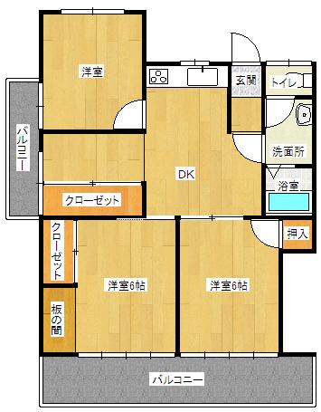 Floor plan. 3LDK, Price 3.5 million yen, Occupied area 58.82 sq m
