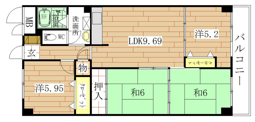 Floor plan. 4LDK, Price 8.6 million yen, Occupied area 73.06 sq m , Balcony area 8.82 sq m