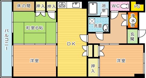 Floor plan. 3LDK, Price 6.8 million yen, Footprint 73 sq m , Balcony area 17 sq m