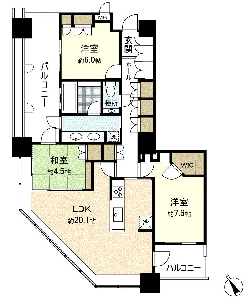 Floor plan. 3LDK, Price 30,800,000 yen, Occupied area 95.64 sq m , Balcony area 19.1 sq m site (July 2013) Shooting
