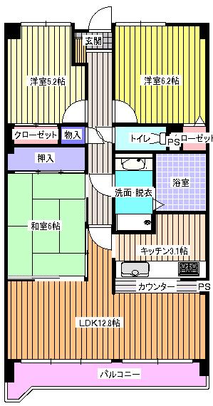 Floor plan. 3LDK, Price 11.2 million yen, Occupied area 68.56 sq m , Balcony area 5 sq m indoor (05 May 2013) Shooting