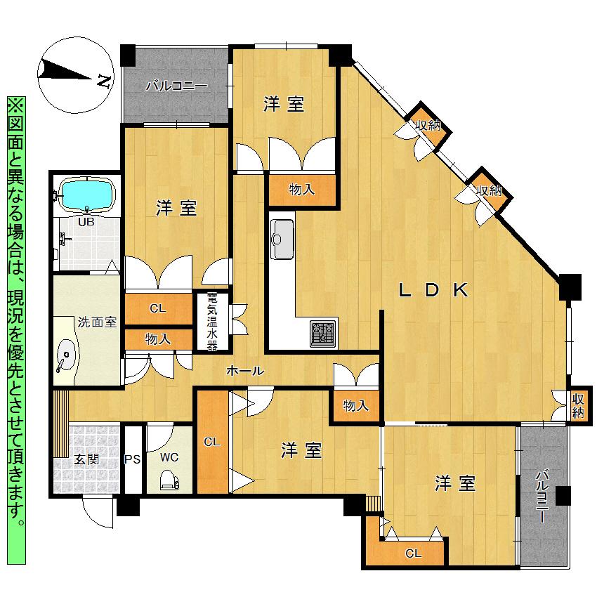 Floor plan. 4LDK, Price 17,900,000 yen, Footprint 126.66 sq m , Balcony area 12.58 sq m