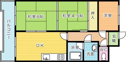 Floor plan. 3DK, Price 6.8 million yen, Occupied area 46.66 sq m
