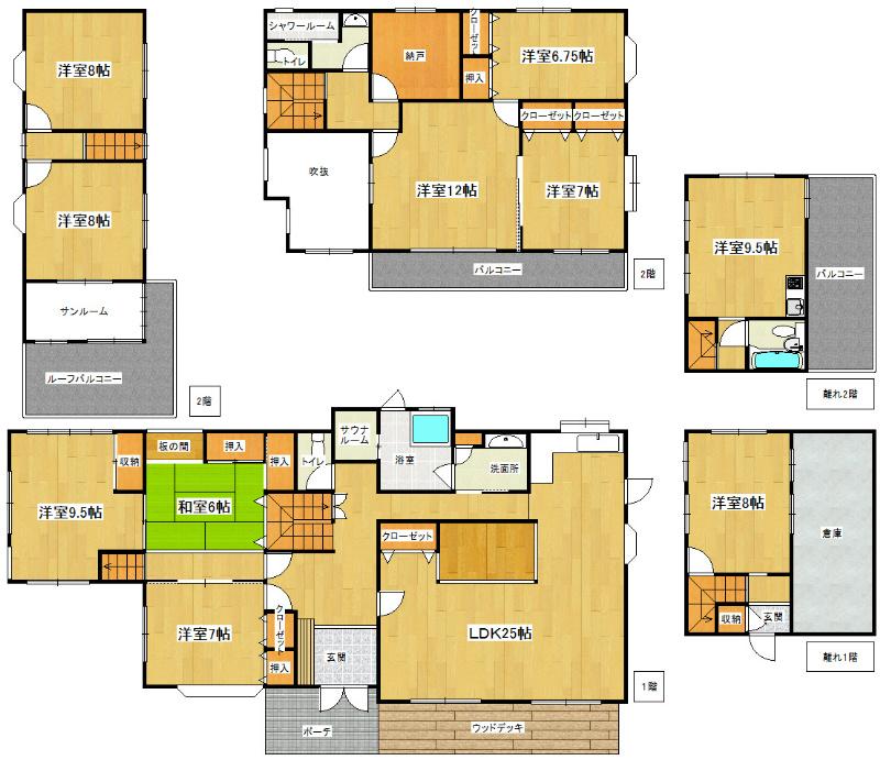 Floor plan. 135 million yen, 8LDK+S, Land area 724.16 sq m , Building area 281.5 sq m