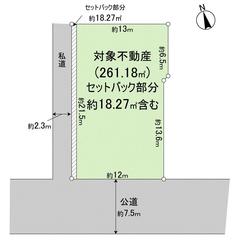 Compartment figure. Land price 25,800,000 yen, Land area 261.18 sq m