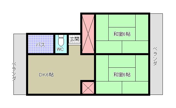 Floor plan. 2DK, Price 4.5 million yen, Occupied area 36.66 sq m