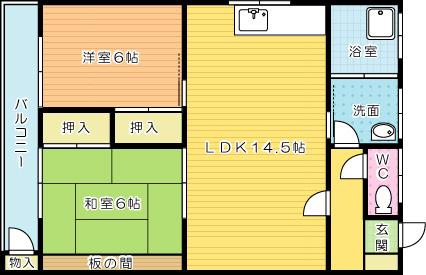 Floor plan. 2LDK, Price 6.8 million yen, Occupied area 61.09 sq m , Balcony area 8 sq m
