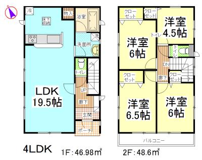 Floor plan. (3 Building), Price 22,800,000 yen, 4LDK, Land area 130.02 sq m , Building area 95.58 sq m