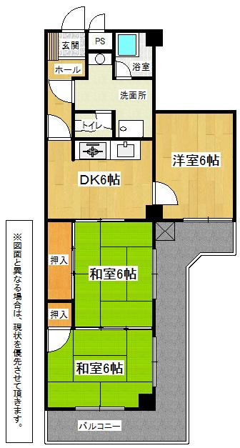 Floor plan. 3DK, Price 4.9 million yen, Occupied area 56.31 sq m