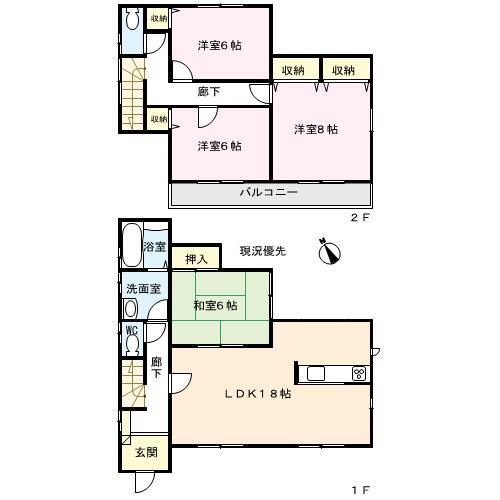 Floor plan. 25,480,000 yen, 4LDK, Land area 270.8 sq m , Building area 105.98 sq m
