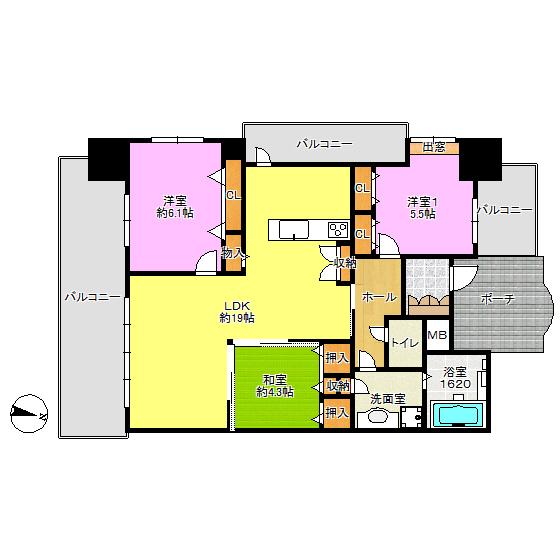 Floor plan. 3LDK, Price 31,800,000 yen, Occupied area 79.89 sq m , Balcony area 25.71 sq m