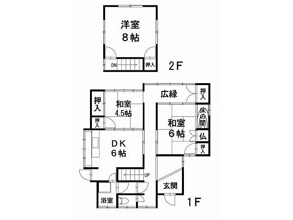 Floor plan. 24.5 million yen, 3DK, Land area 315.27 sq m , Building area 88.54 sq m