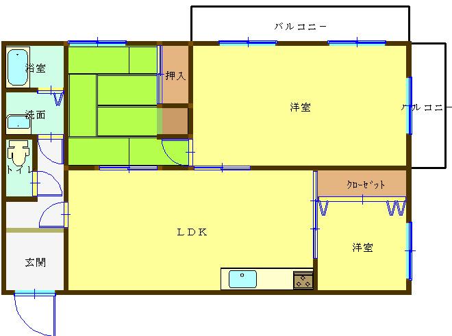 Floor plan. 3LDK, Price 6.8 million yen, Occupied area 80.95 sq m , Balcony area 16 sq m
