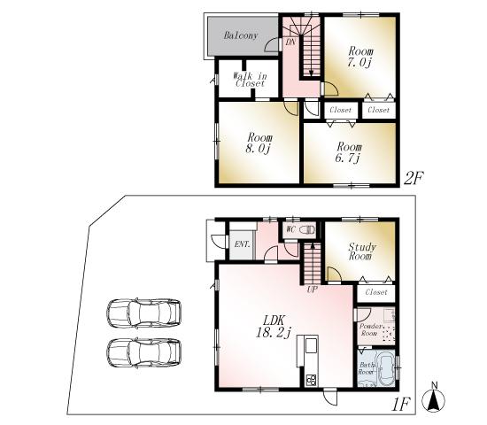 Floor plan. (No. 8 locations), Price 23,980,000 yen, 4LDK, Land area 151.27 sq m , Building area 106.82 sq m