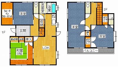Floor plan. 23.8 million yen, 4LDK+S, Land area 191.74 sq m , Building area 134.75 sq m