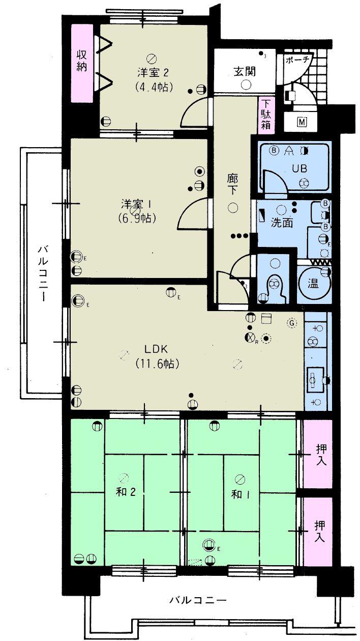 Floor plan. 4LDK, Price 7.8 million yen, Occupied area 78.74 sq m , Balcony area 13.32 sq m