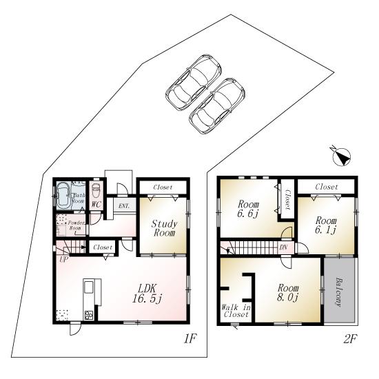 Floor plan. (No. 4 locations), Price 25,800,000 yen, 4LDK, Land area 218.27 sq m , Building area 104.33 sq m