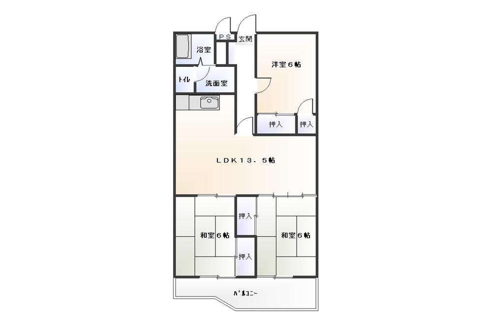 Floor plan. 3LDK, Price 4.2 million yen, Occupied area 64.47 sq m , Balcony area 10 sq m