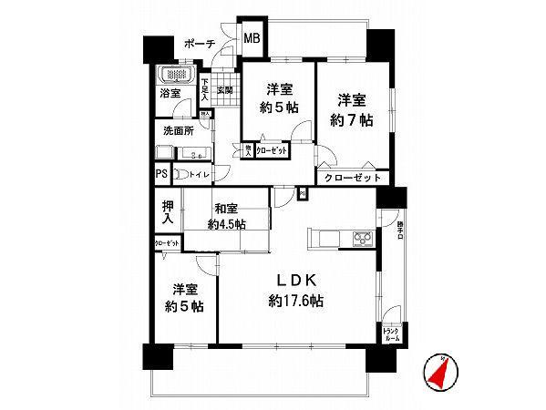 Floor plan. 4LDK, Price 24,300,000 yen, Occupied area 88.14 sq m , Balcony area 23.93 sq m