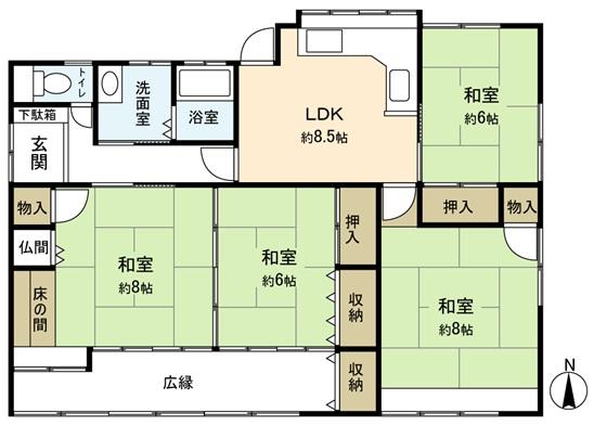 Floor plan. 6.3 million yen, 4LDK, Land area 185.12 sq m , Building area 77.51 sq m