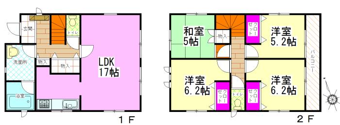 Floor plan. (1 Building), Price 18,800,000 yen, 4LDK, Land area 144.42 sq m , Building area 93.14 sq m