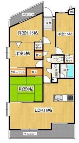 Floor plan. 4LDK, Price 17.8 million yen, Occupied area 89.64 sq m , Balcony area 8.99 sq m