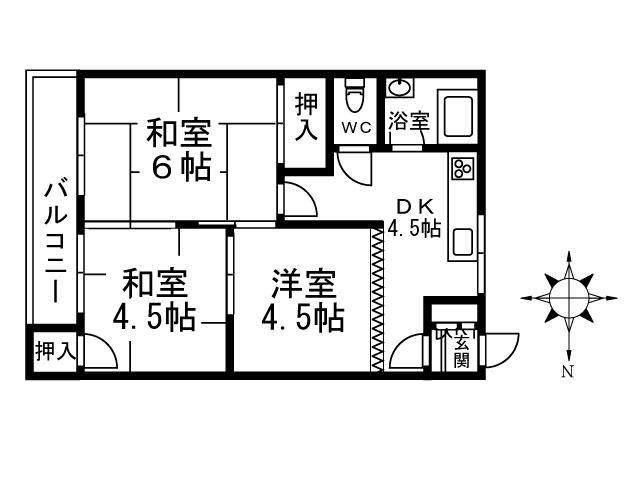 Floor plan. 3DK, Price 2.5 million yen, Occupied area 38.35 sq m , Balcony area 5 sq m