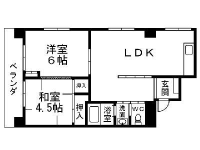 Floor plan. 2LDK, Price 3 million yen, Occupied area 44.02 sq m , Balcony area 4.8 sq m