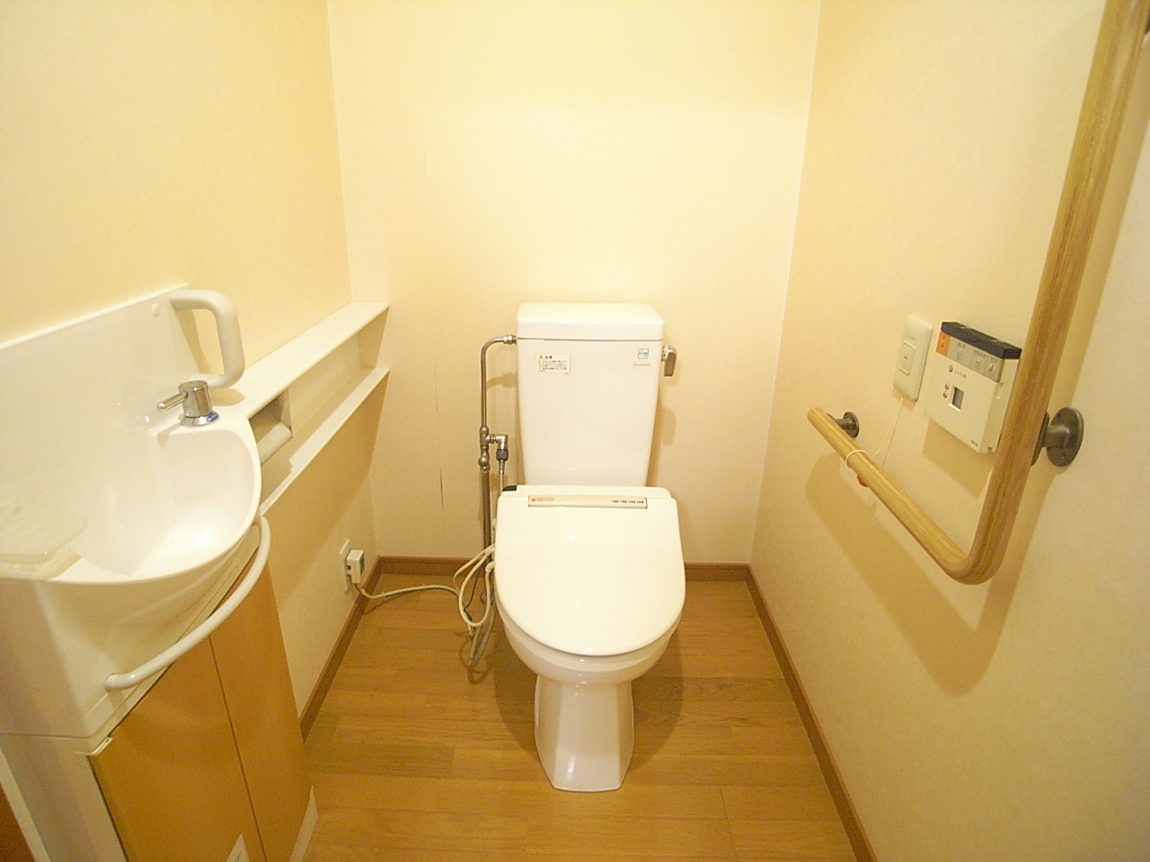 Toilet. Handrail with Washlet with