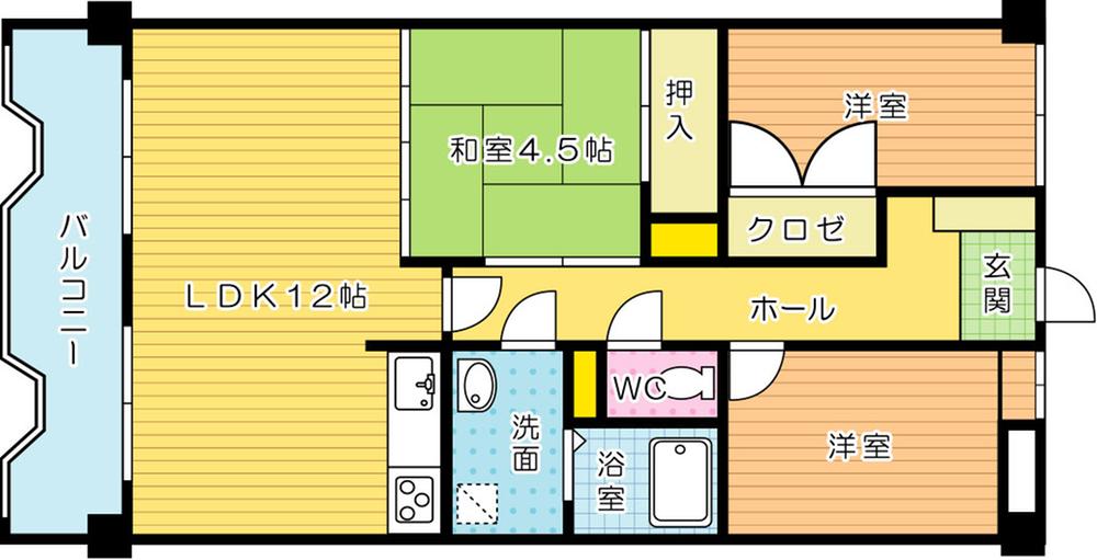 Floor plan. 3LDK, Price 12.8 million yen, Occupied area 64.31 sq m