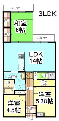 Floor plan. 3LDK, Price 10.8 million yen, Occupied area 67.03 sq m , Balcony area 8.81 sq m 3LDK