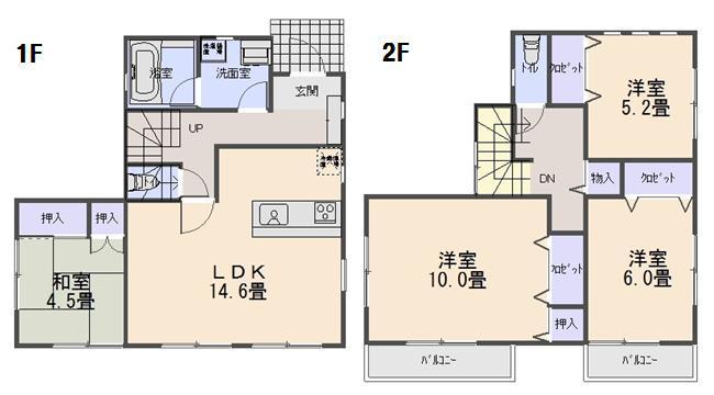 Floor plan. 20.8 million yen, 4LDK, Land area 138.73 sq m , Building area 98.82 sq m