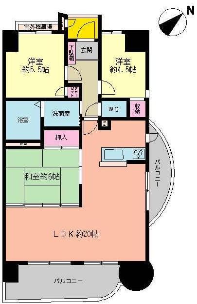 Floor plan. 3LDK, Price 13.8 million yen, Occupied area 72.75 sq m , Balcony area 19 sq m