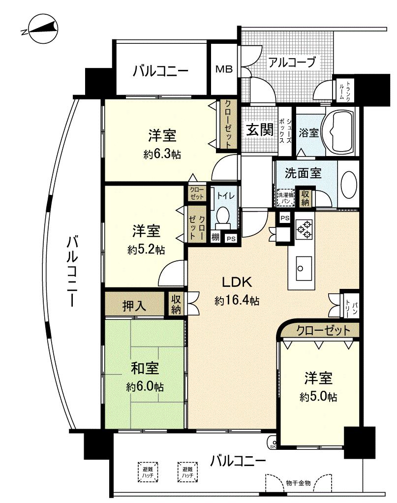 Floor plan. 4LDK, Price 21 million yen, Occupied area 83.04 sq m , Balcony area 33.54 sq m