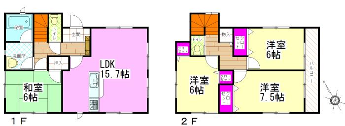 Floor plan. (3 Building), Price 17.5 million yen, 4LDK, Land area 154.66 sq m , Building area 96.39 sq m