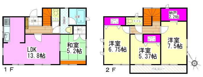 Floor plan. (5 Building), Price 19.3 million yen, 4LDK+S, Land area 165.52 sq m , Building area 92.74 sq m